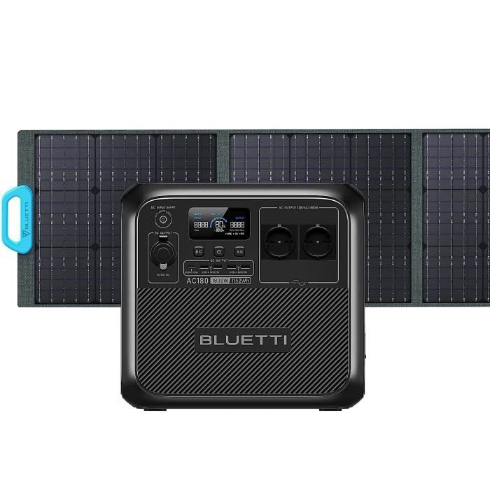 Générateur Électrique Solaire BLUETTI AC180 avec Panneau Solaire PV200,1152Wh Batterie LiFePO4 pour Camping,Voyage
