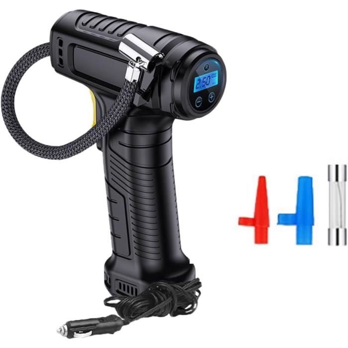 Gonfleur Pneus Portable Rapide 3x - Compresseur à Air Avec écran LED, 4 Embouts, Pour Voiture, Vélo, Ballons - 3