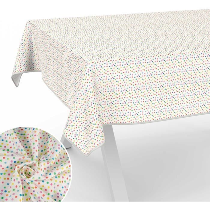 Nappe Lavable Effet Lotus - 180x140 Cm Ovale - Coton Et Polyester Anti-taches - Pour Extérieur (terrasse, Jardin) - Coloris Corail Et Bleu