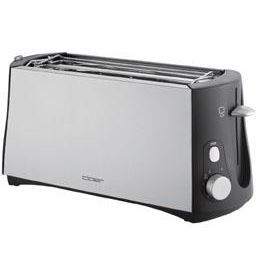 Grille-pain Cloer 3710 grande tranche - Noir mat - 1380W - 4 tranches - Fonction dégivrage