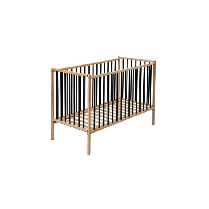 Combelle Lit Bebe 70x140cm Remi En Bois Bicolore Noir Avec Plancher Reglable Et Roulettes Cdiscount Puericulture Eveil Bebe