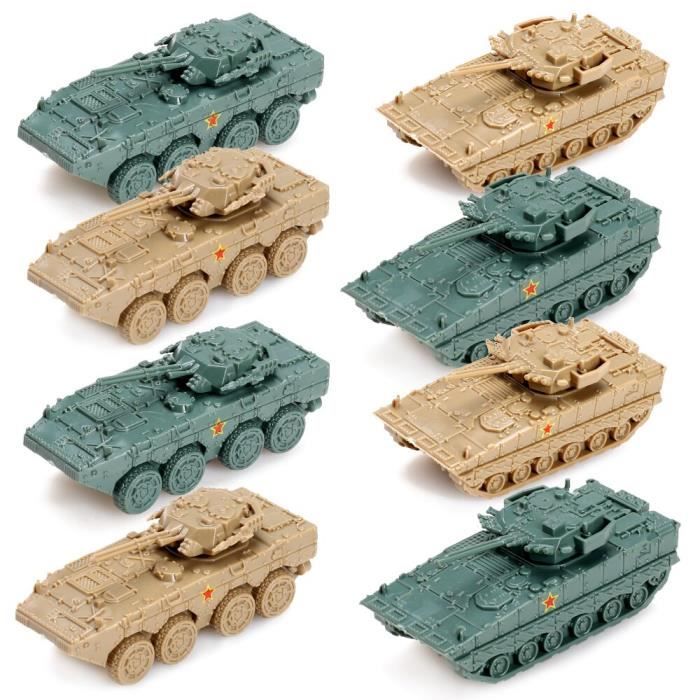 Lot De 8 Modèles De Chars 1/72 – Jouets Ou Maquettes 4D – Tailles 9-14 Cm – Couleur Vert Et Gris