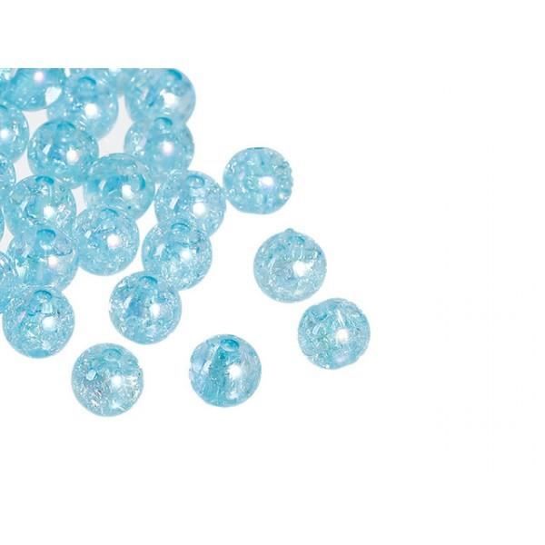 Lot De 4 Perles Craquelées Rondes 13mm - Couleurs Or, Bleu, Rose - Réf. PLV071