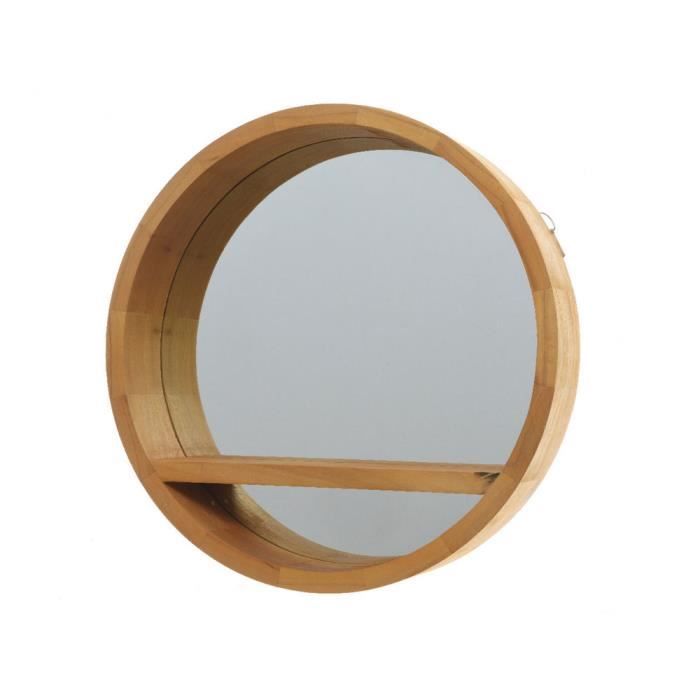 Miroir rond avec tablette en bois D.55cm MILOS- -{marque ...