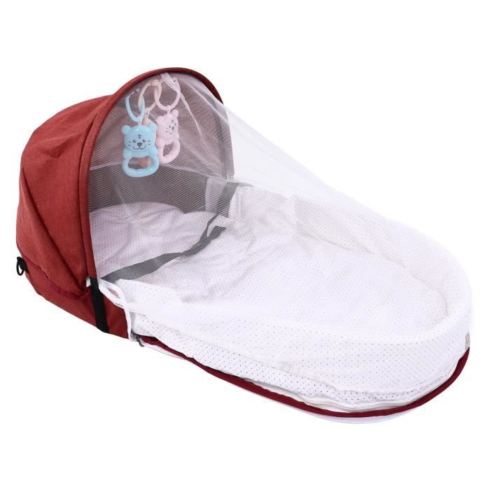 Lit De Voyage Bébé Pliable Avec Moustiquaire Et Jouets - Nacelle Portable Rose Pour Nouveau-né 0-18 Mois