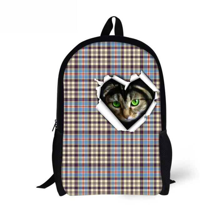 Sac à Dos Scolaire Ado Fille Garçon Léger Imperméable – Grand Compartiment 15.6" Ordinateur Poches Multiples Style Moderne