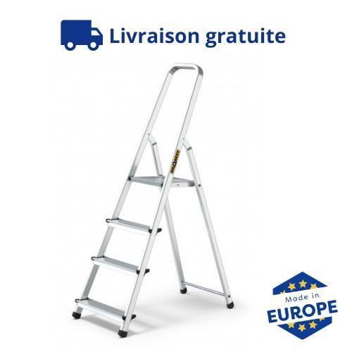 Escabeau pliant DRABEST - Fabrication Europe - Aluminium 4 marches