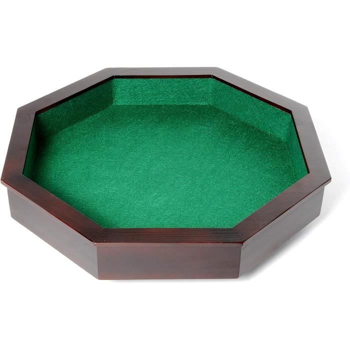 Piste De Dés Octogonale En Bois Engelhart - 38,5 Cm, Feutre Vert