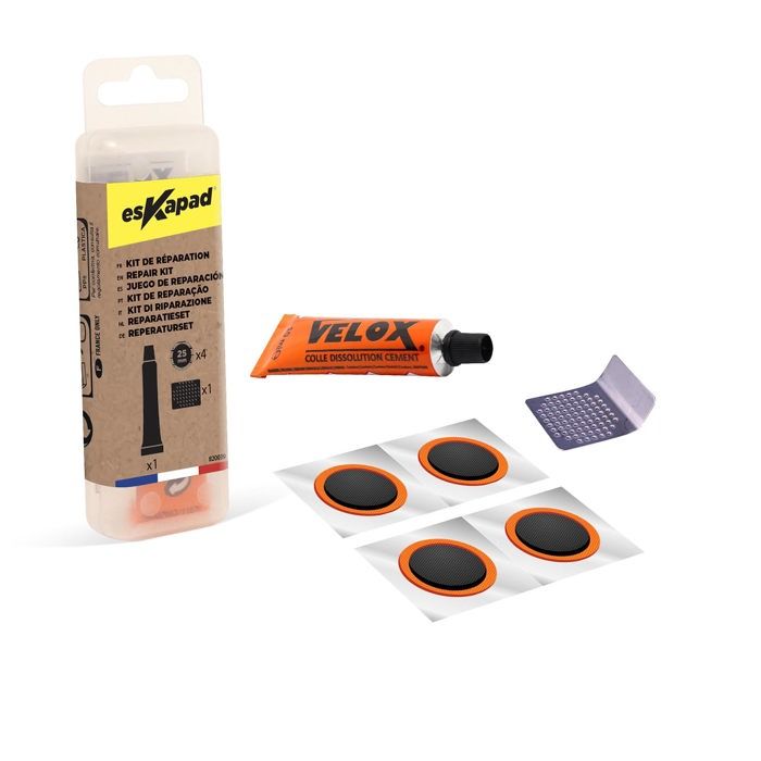 Kit de réparation pour chambre à air de vélo - EsKapad - 4 rustines + rape + colle 10ml