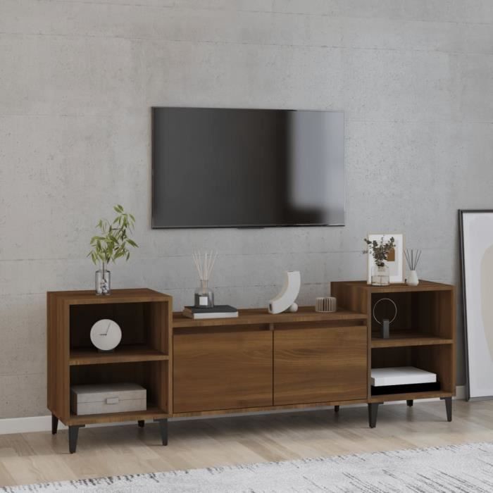 famirosa meuble tv chêne marron 160x35x55 cm bois d'ingénierie-203