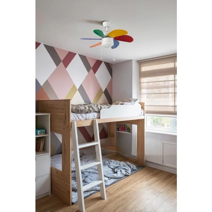 Ventilateur de plafond - FARO - Palao multicolore - 6 pales - 3 vitesses - lampe intégrée - Far