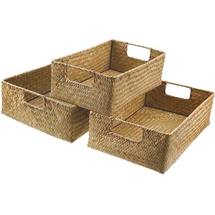 Panier Suspendu Mural En Coton Tissé - Blanc, Bâton En Bois De 33 Cm - Idéal Pour Fruits, Clés Ou Déco - 24 X 28 Cm