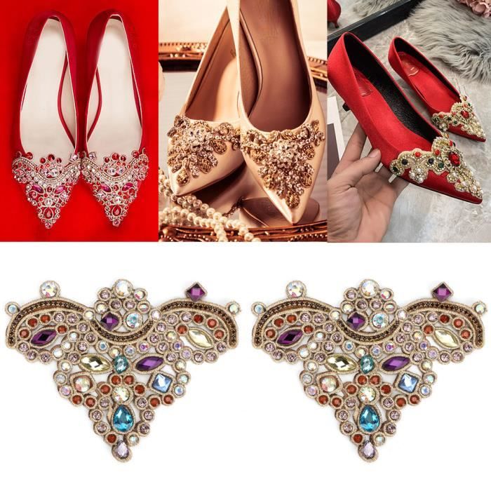 FINGERINSPIRE 3pcs 2 Style Strass Applique Pour Robe De Mariée Fer Sur/Coudre Strass Patch Strass Hot Fix Applique Couture Appliques Pour Robe De Mariée, Coiffe, Ceinture, Chaussures