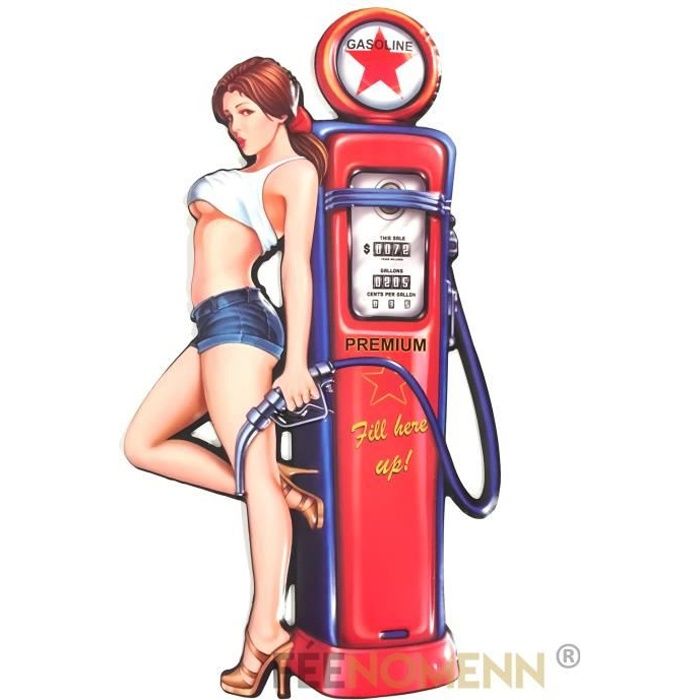 deco murale vintage en metal pompe a essence pin up fantasy gasoline 82x45cm cdiscount maison