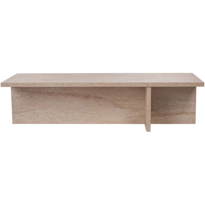 Table basse - HARBOR - Travertine - Rectangulaire - Panneaux mélaminés - Travertin - Style moderne - Sur pieds - 120x45x30 cm