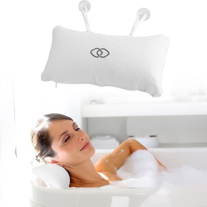 Coussin De Bain Ergonomique - Soutien Tête, Dos Et Cou - Tissu Maille Doux - Bleu - Pour Spa Et Salle De Bain