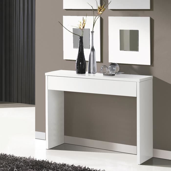 Console Table d’entrée 1 Tiroir 76X100X30 Blanc - IMPERIAL RELAX - Meuble d’entrée - Contemporain - Design