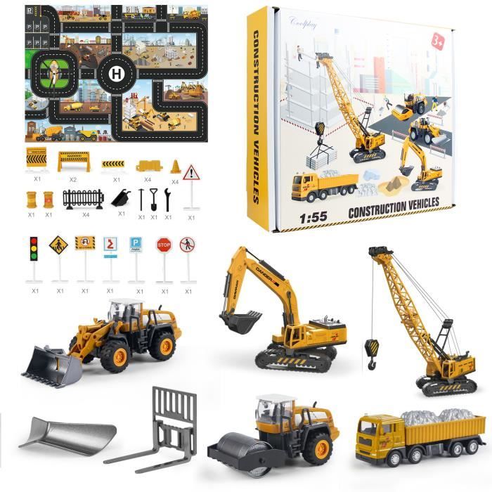 Jouet de construction - KEXIMIXUE - Camion Pelleteuse Bulldozer - Blanc - A partir de 3 ans 