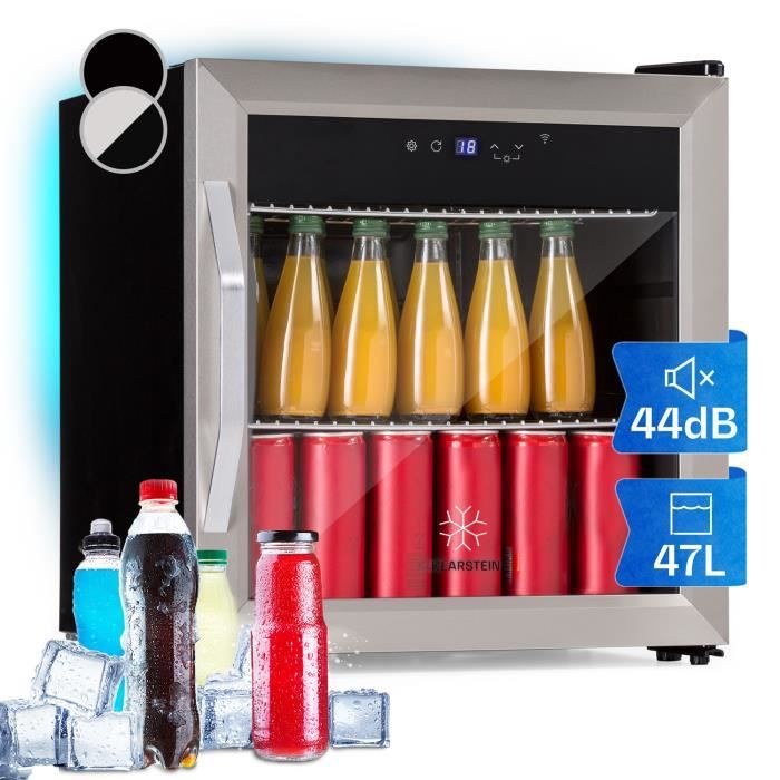 Mini frigo à boissons Klarstein Coachella 50 - 47 litres - Fonction WiFi Rétroéclairage - Argent