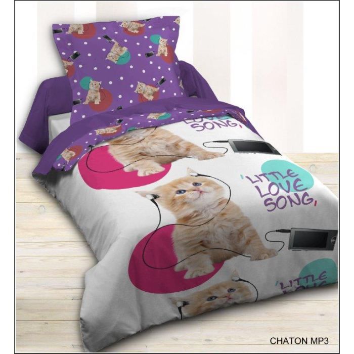 Housse de couette 140x200 + 1 taie CHATON MP3 - Achat ...
