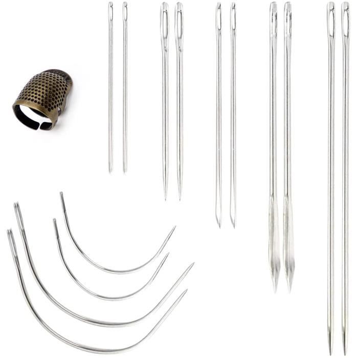 Kit de Couture en Cuir Premium - Lot de 12 Aiguilles, Fil Ciré, Dé à