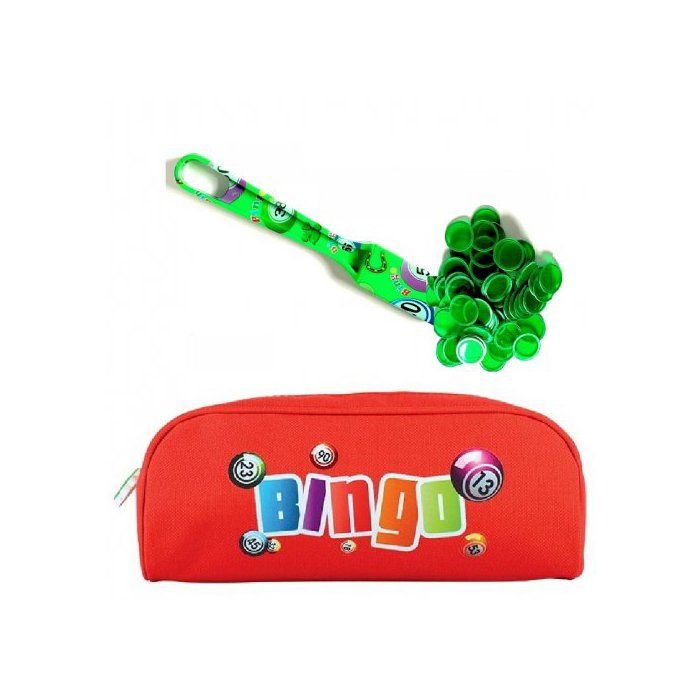 cavernedesjouets Boite magnetique avec Couvercle Baton + 100 pions Loto Bleu - Nouveaute - kit Bingo 3 en 1 - Set Accessoire, Materiel + Carte Tigre