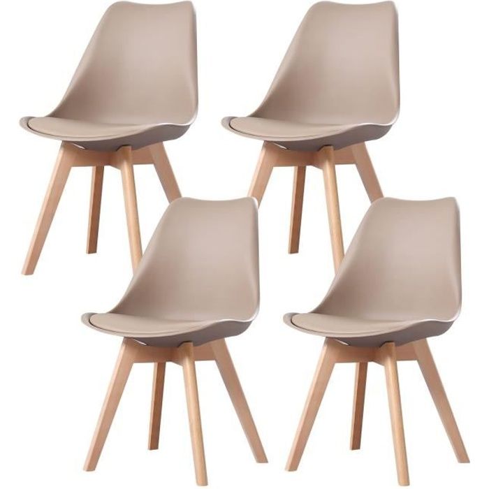 Lot de 4 chaises scandinaves confortables faciles d'entretien