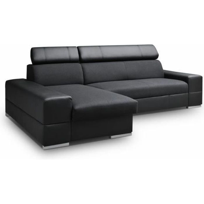 canape convertible capri tissu noir simili cuir noir achat vente canape sofa divan cdiscount