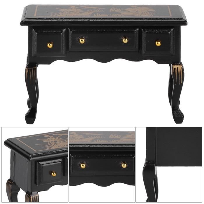 Bureau de maison de poupée Table de bureau en bois modèle de meubles rétro miniature pour