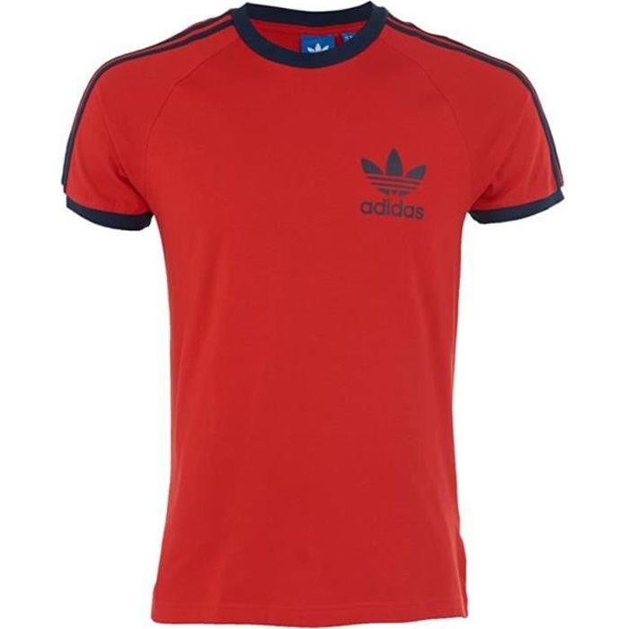 T shirt adidas 3 stripes rouge top