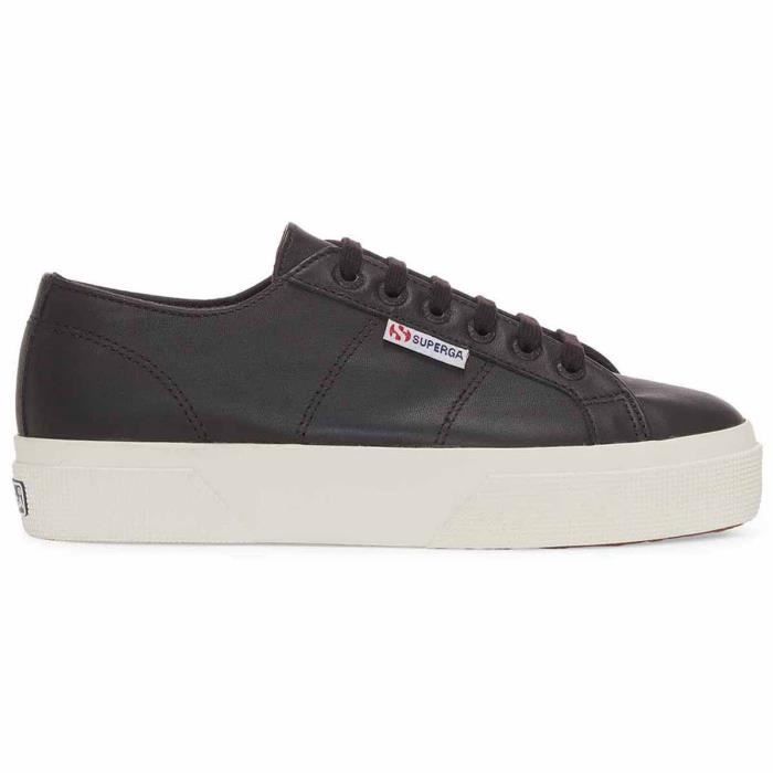 Baskets femme SUPERGA 2740 Platform Noir Compense Cuir Bristol black matte Cdiscount Chaussures
