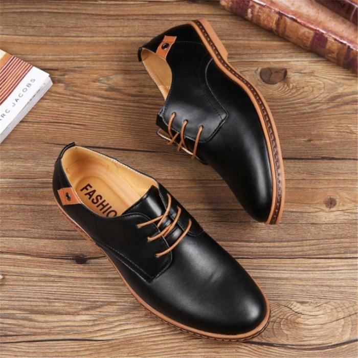 Homme bout ronde derby en cuir mariage Derby chaussures hommes loisirs  Oxford chaussures formelles concis noir Noir - Cdiscount Chaussures