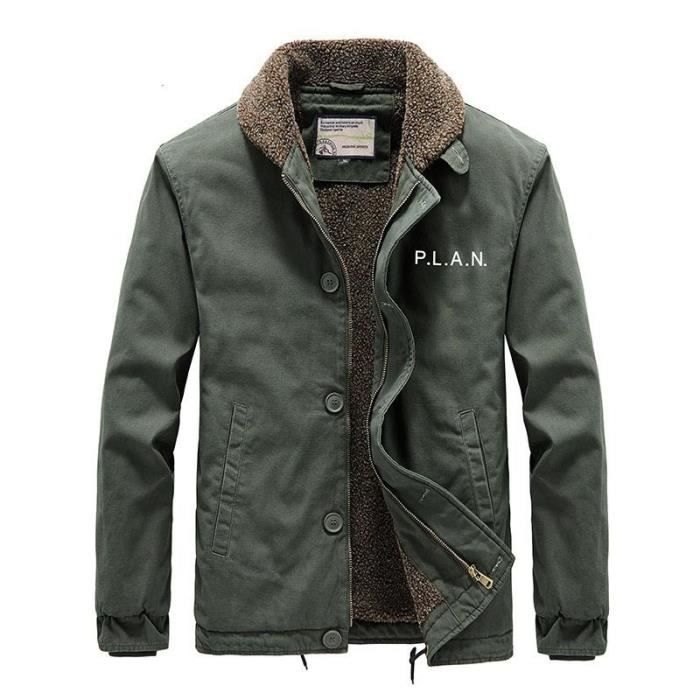 Blouson Chaud Homme Hiver Doublée Polaire Veste Zippee en Coton Epaisse  Couleur Unie