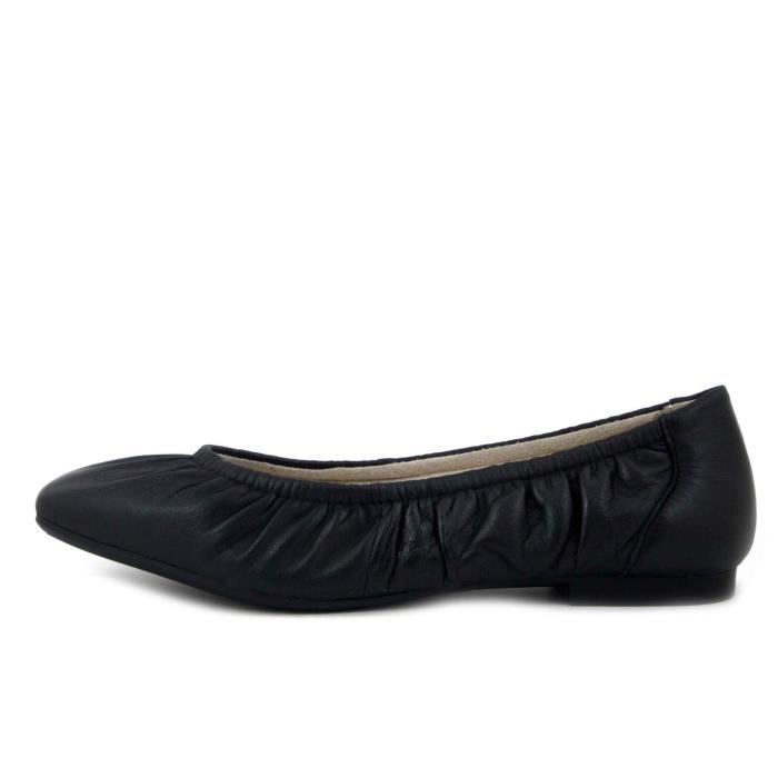 Ballerines pour femme en cuir souple noir Tamaris Talon plat
