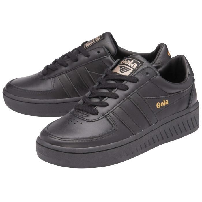 Baskets en cuir femme Gola Grandslam Noir Lacets Plat Black Cdiscount Chaussures