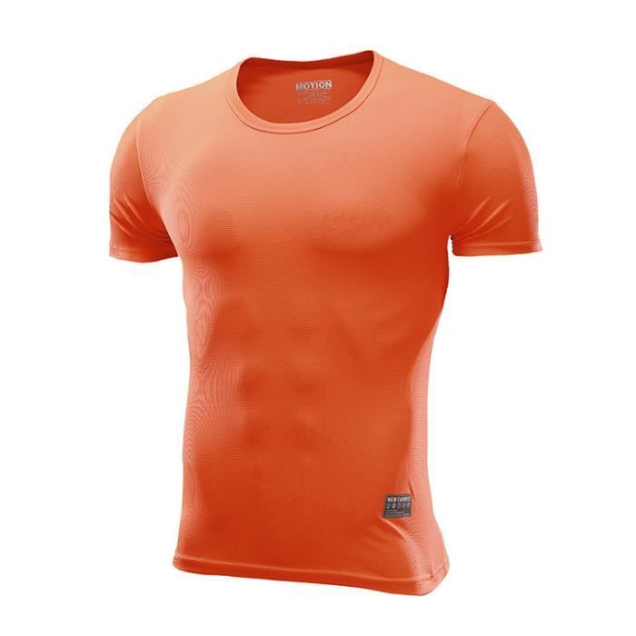 T-shirt de Fitness à Manches Courtes Séchage Rapide pour Hommes - Orange