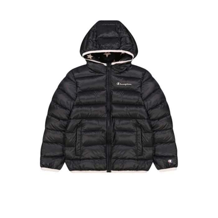 Doudoune Champion Junior Ref. 306197 KK001. Couleur Noir. Details. Col a capuche. Fermeture eclair. Deux poches laterales. Noir Cdiscount Pret a Porter