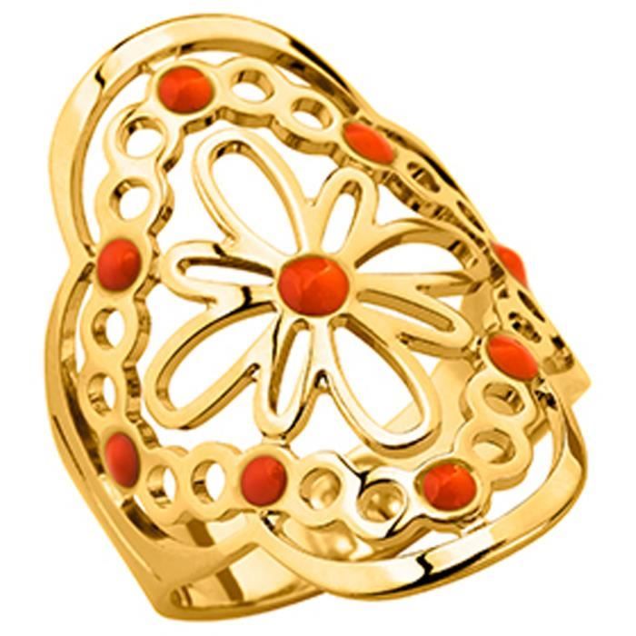 Bague En Porcelaine Rouge Orange Doré - Taille 57 - Superbe Et Unique - Neuf Sans Emballage - Fabriquée En France