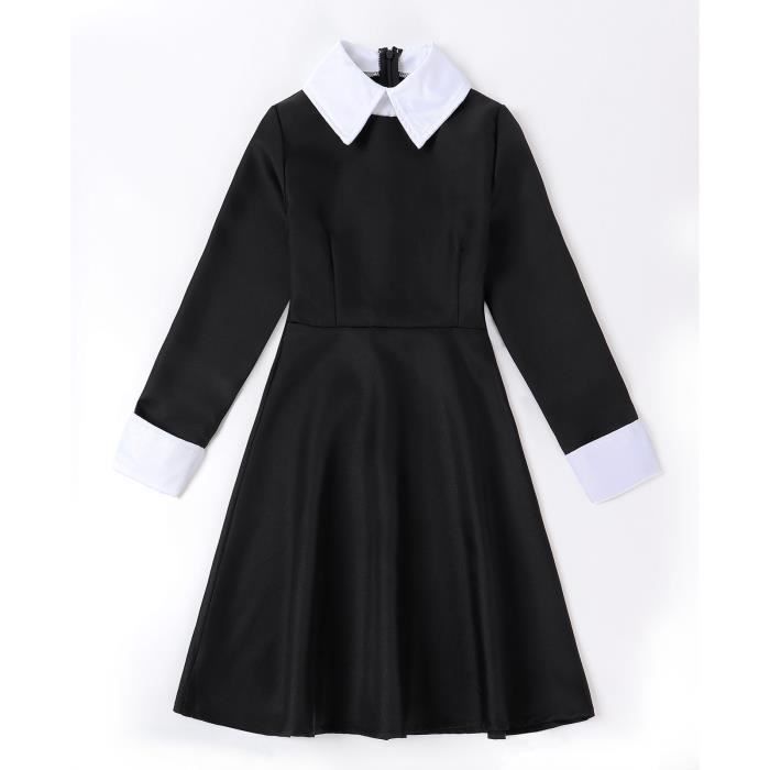 Amzbarley Robe De Fille Adams Famille Wednesday Addams Costume Jeu ...