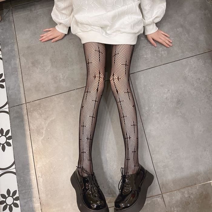 Collant collants a fleurs en resille bas au dessus du genou longs adorables Anime gothique noir blanc Kawaii T 1 B373205 Blanc Cdiscount Chaussures
