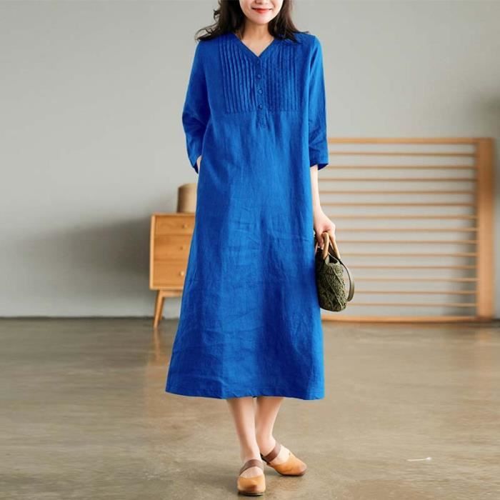 Robe mi longue coton lin on sale