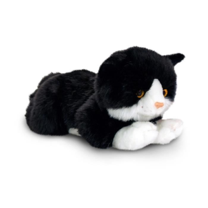 Peluche Chat Noir Blanc 30cm Achat Vente Peluche Cdiscount