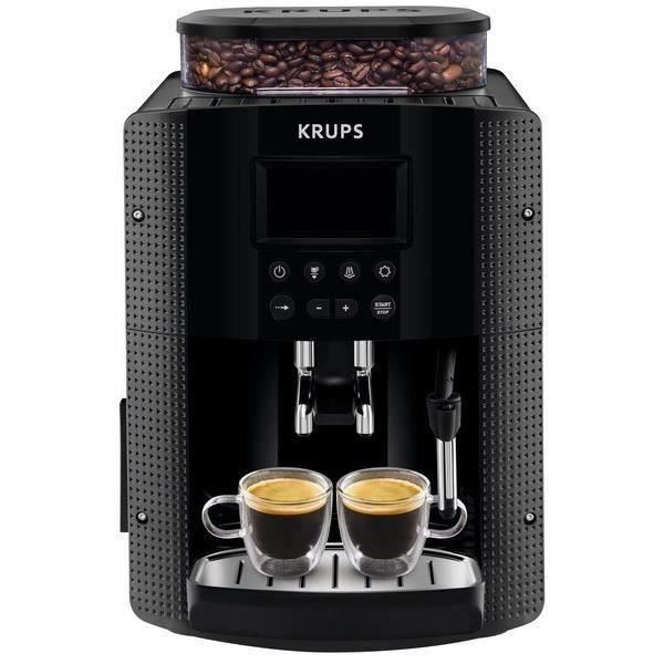 Krups Machine à café grain, 1,7 L, 2 tasses en simultané, Nettoyage  automatique, Buse vapeur pour Cappuccino, Cafetière espresso, Essential  noire