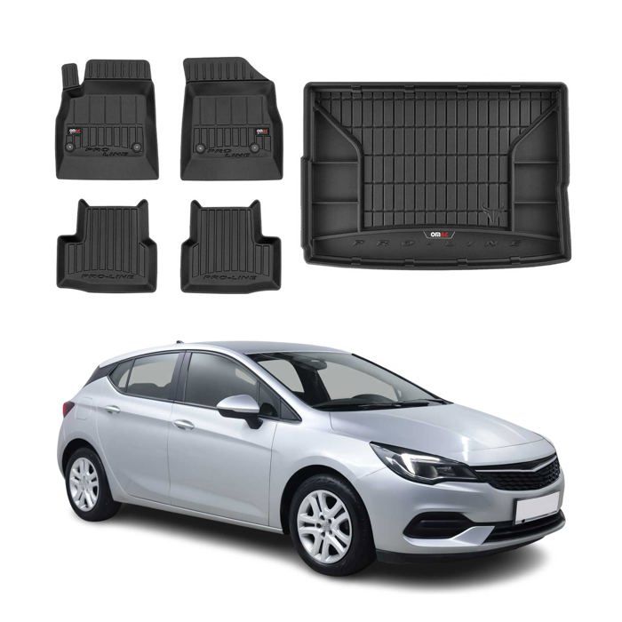 Tapis De Sol Sur Mesure Pour Opel Astra K (2015-2021) - Noir Avec Talonnette Renforcée - Lot 4 Pièces - Antidérapant