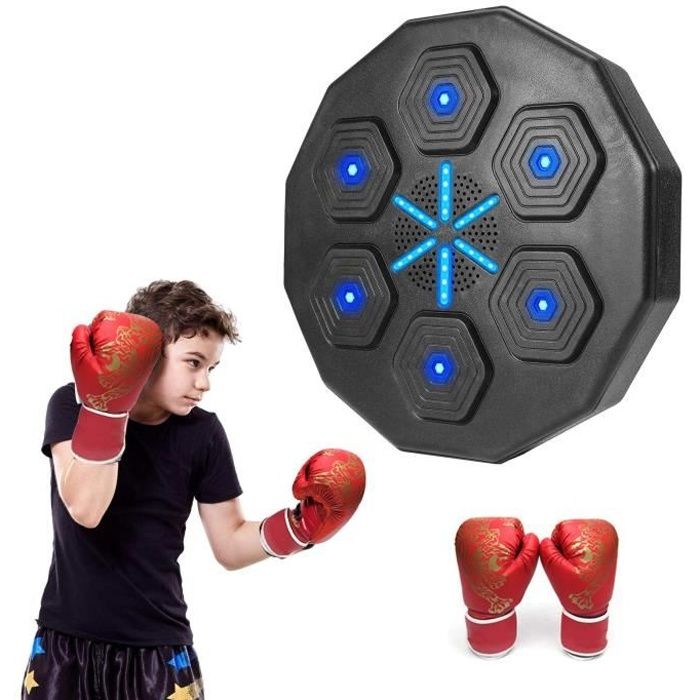 Machine d'entraînement de boxe musicale Équipement de frappe d'entraînement  de boxe mural avec 6 lumières Support Connexion Bluetooth Cible murale de  boxe électronique de musique enfants et adults : : Sports et