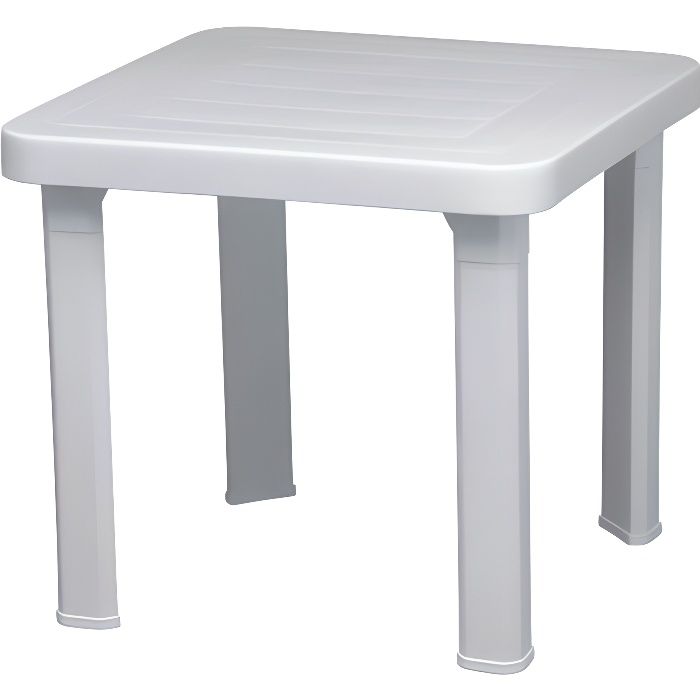 resol table basse auxiliare de jardin 47x47cm. table d'appoint pour extérieur en resine avec protection uv. couleur blanc
