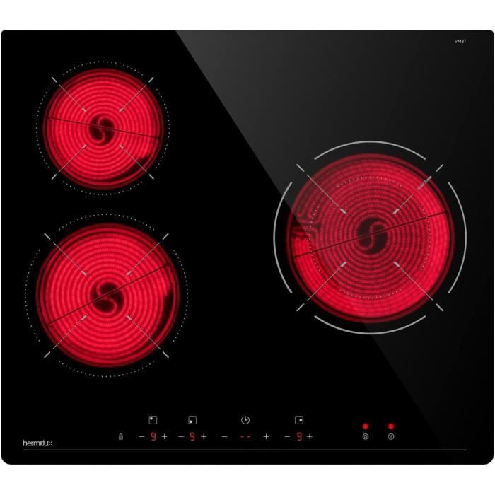 Table Vitrocéramique 3 Foyers 5200W Beldeko - Commandes Manettes Simples Et Puissantes