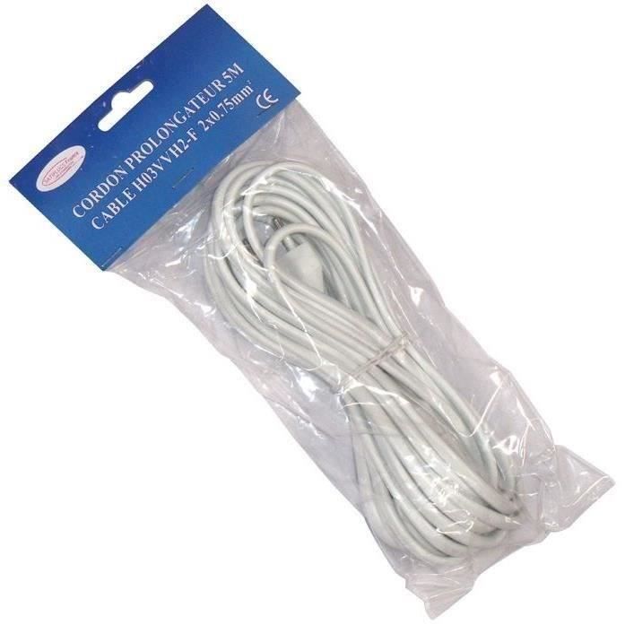 Prolongateur - 2x0.75 mm² - 5 m - blanc