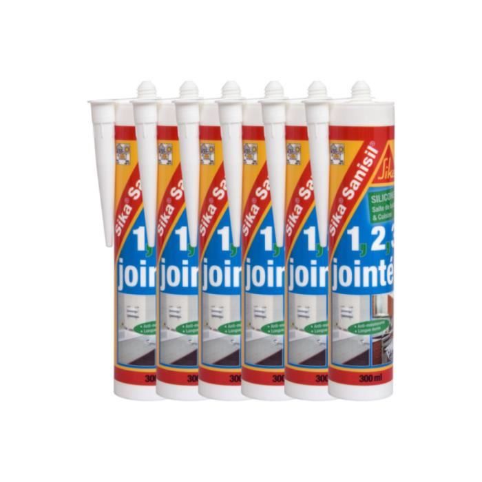 Mastic silicone anti-moisissure SIKA Sanisil - Blanc - 300ml - Colle et