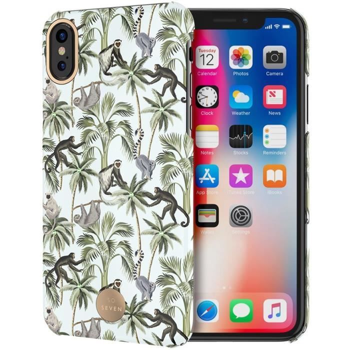SO SEVEN Coque Premium Crystal Jaipur Lémurien Bleu: iPhone X / XS